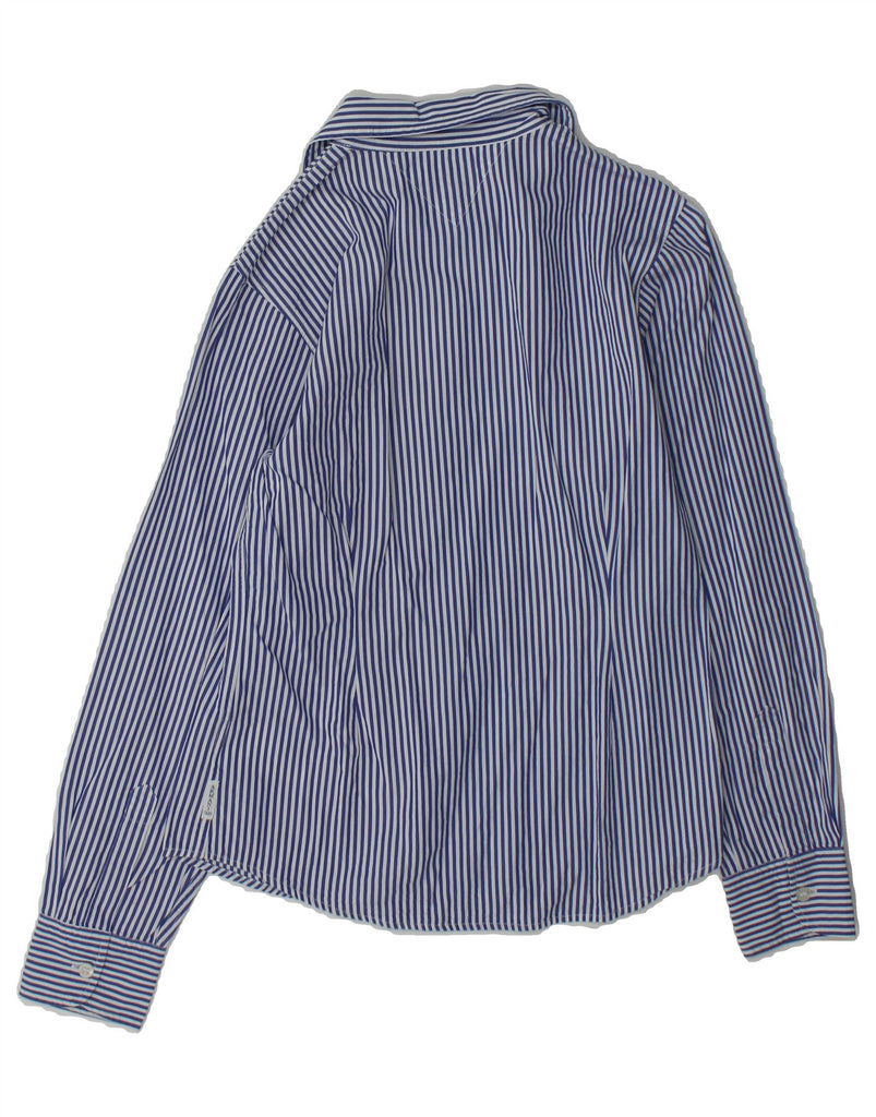 ARMANI TEEN Boys Shirt 12-13 Years Blue Pinstripe Cotton Vintage Armani Teen and Second-Hand Armani Teen from Messina Hembry 