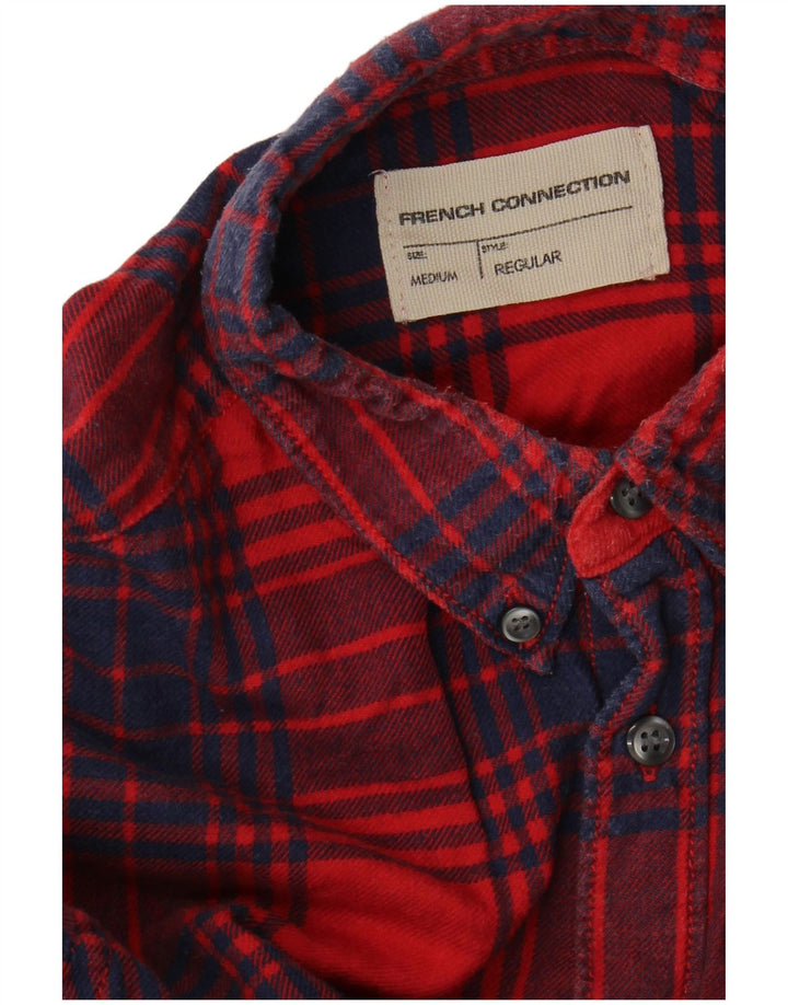 French Connection Mens Regular Fit Flannel Shirt Medium Red Plaid