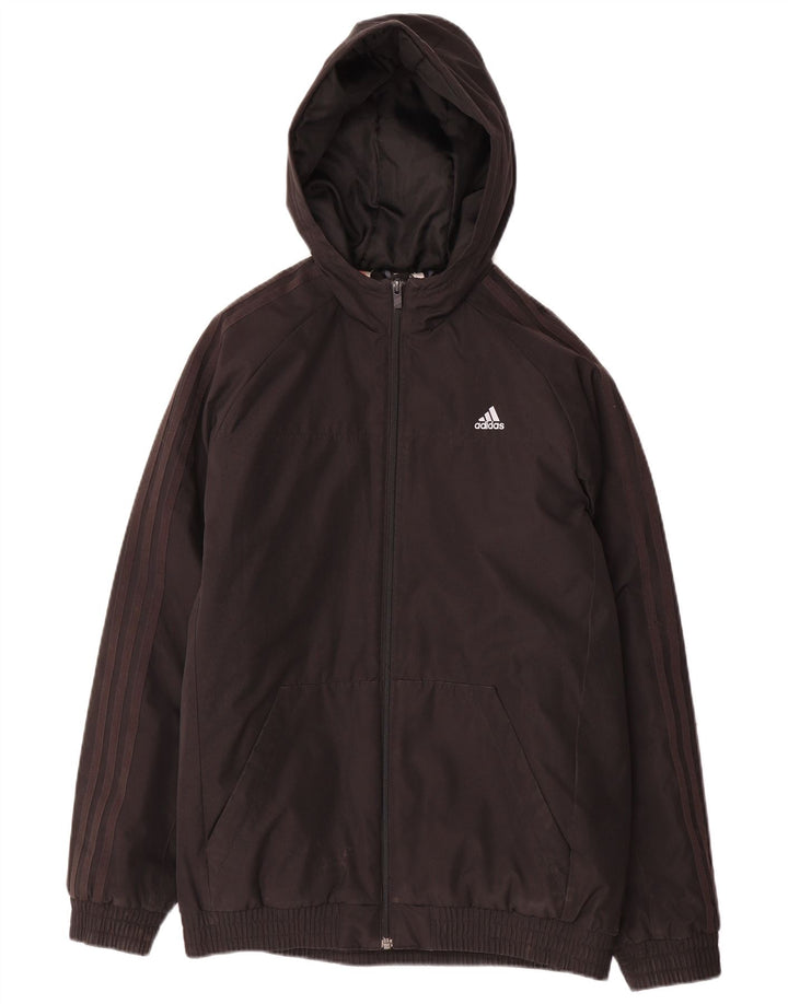 Adidas Boys Hooded Windbreaker Jacket 15-16 Years  Black Polyester