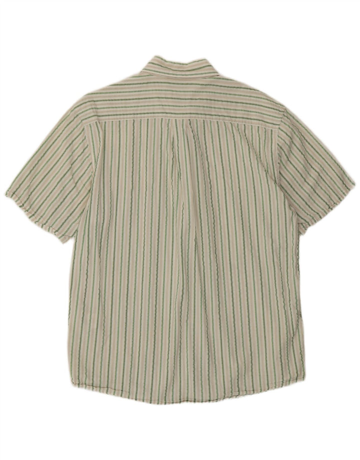 Eddie Bauer Mens Short Sleeve Shirt Medium Green Striped Cotton