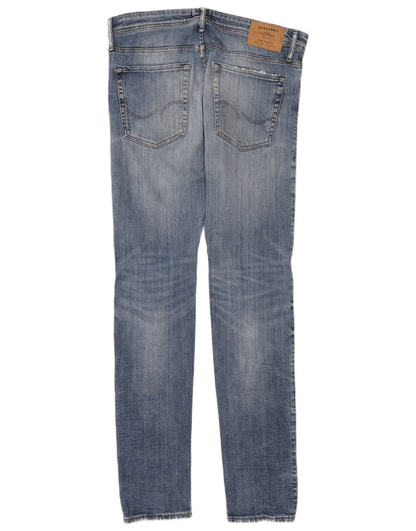 Jack & Jones Mens GLENN Distressed Slim Jeans W33 L34 Blue Cotton