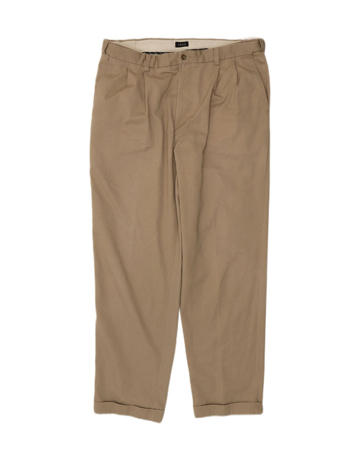 IZOD Mens Straight Chino Trousers W38 L34 Beige Polyester Vintage Izod and Second-Hand Izod from Messina Hembry 