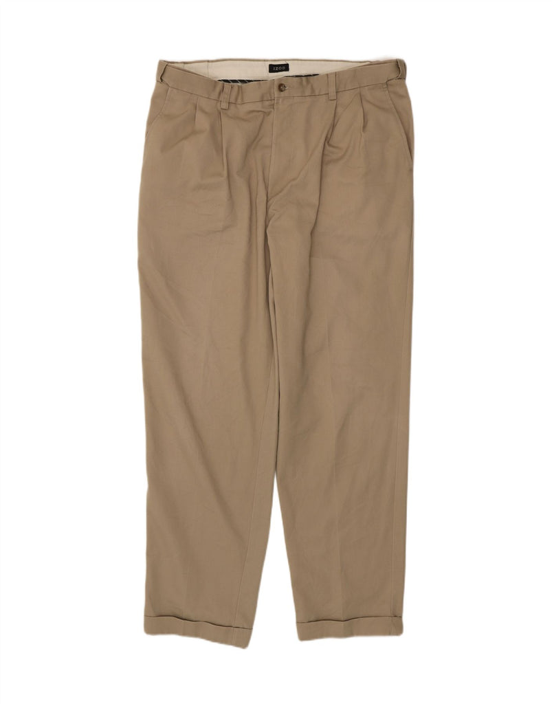 IZOD Mens Straight Chino Trousers W38 L34 Beige Polyester Vintage Izod and Second-Hand Izod from Messina Hembry 