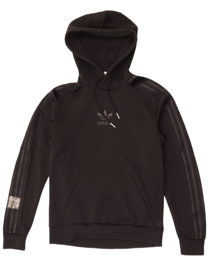 Adidas Mens Graphic Hoodie Jumper XS Black Polyester