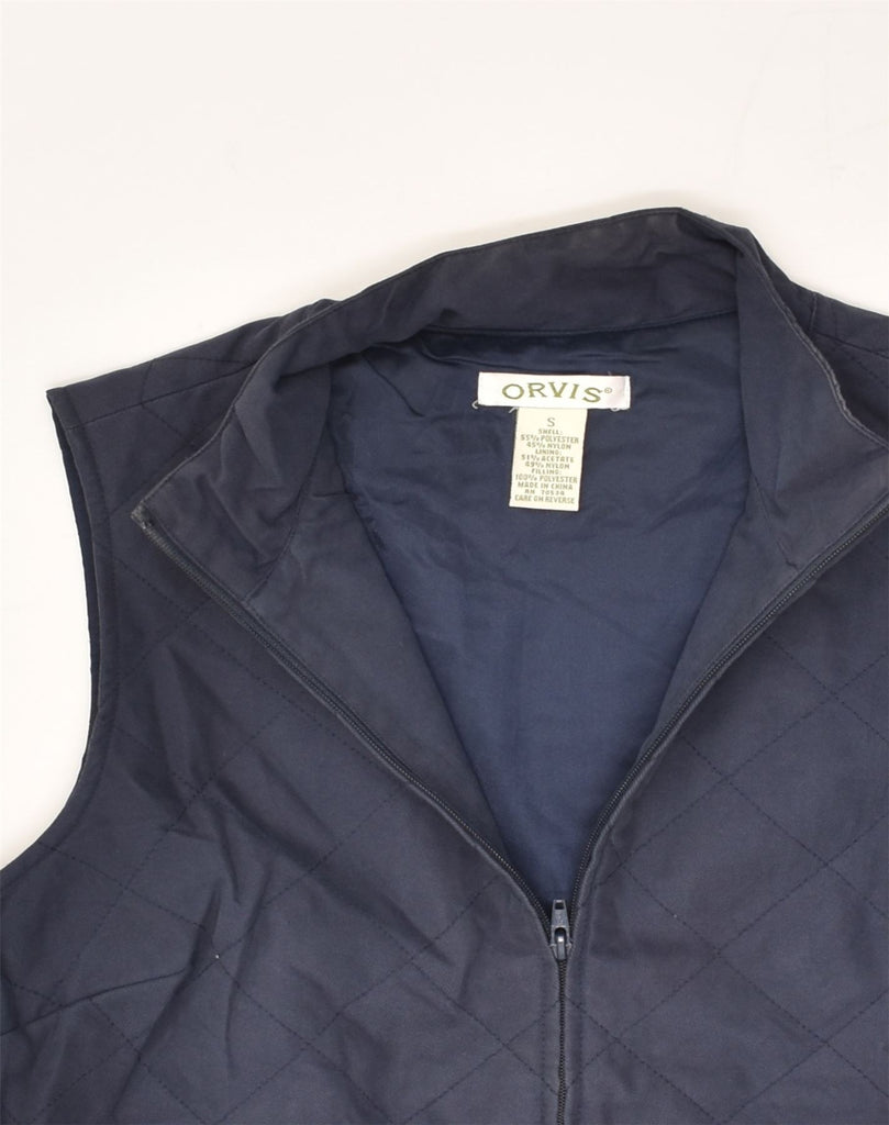 ORVIS Womens Quilted Gilet UK 10 Small Navy Blue Polyester | Vintage Orvis | Thrift | Second-Hand Orvis | Used Clothing | Messina Hembry 