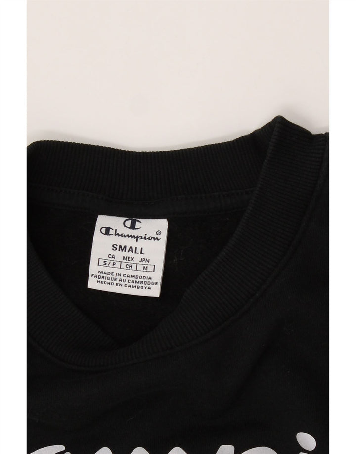 CHAMPION Womens Oversized Graphic Sweatshirt Jumper UK 10 Small Black Vintage Champion and Second-Hand Champion from Messina Hembry 