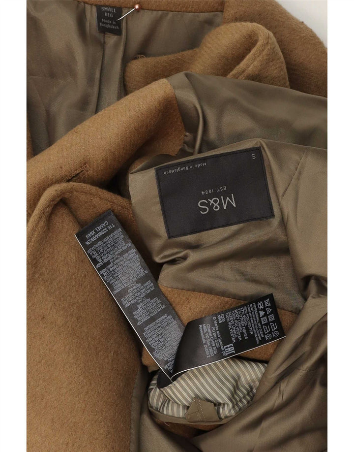 Marks & Spencer Mens Overcoat UK 36 Small Beige Polyester