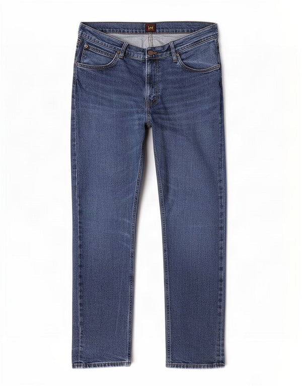 Lee Mens Daren Zip Fly Straight Jeans W36 L32 Blue Cotton