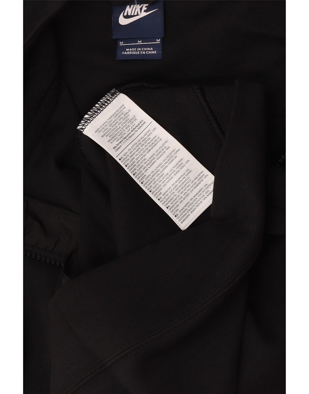 Nike Womens Zip Hoodie Sweater UK 14 Medium Black Cotton