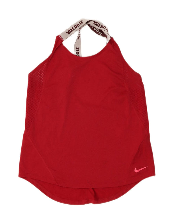 Nike Womens Dri Fit Vest Top UK 12 Medium Red Polyester