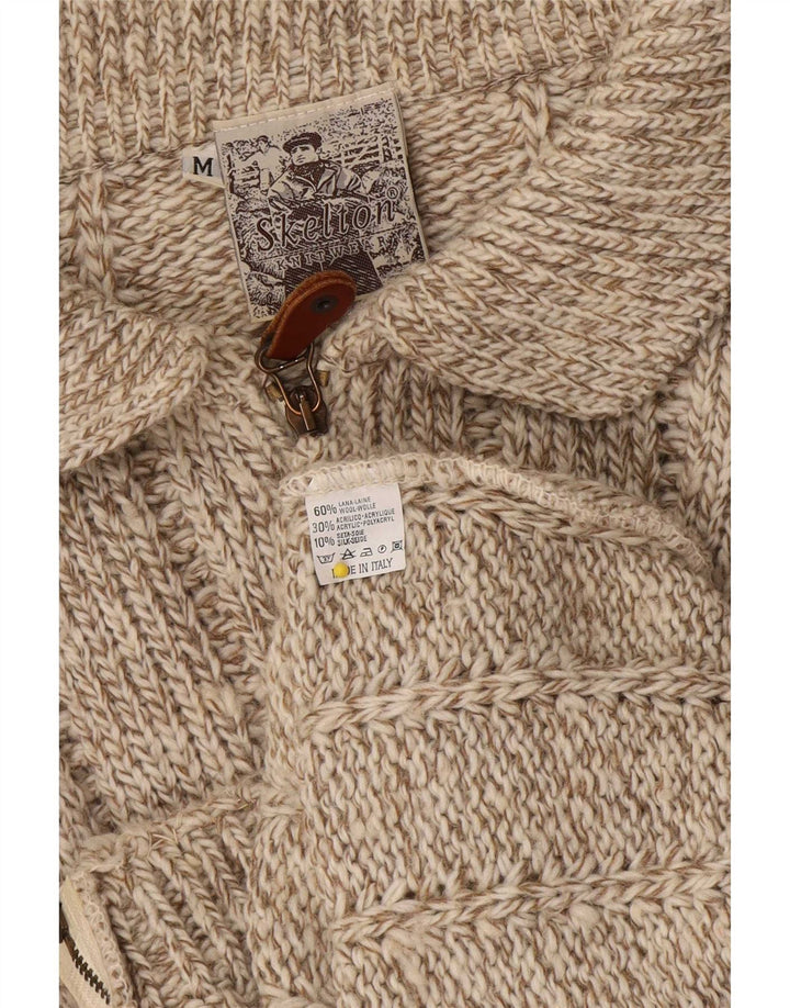 Vintage Womens Cardigan Sweater UK 14 Medium Brown Flecked Wool