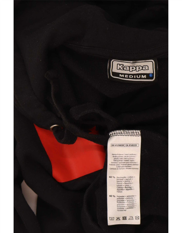 Kappa Mens Graphic Hoodie Jumper Medium Black Cotton