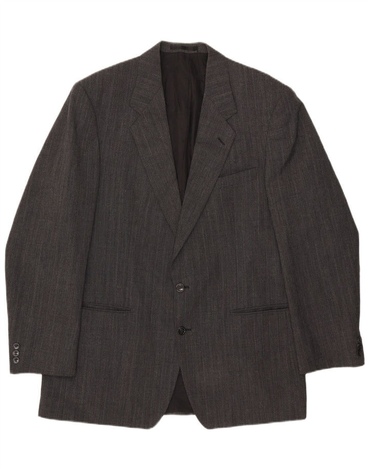 Marks & Spencer Mens Long 2 Button Blazer Jacket UK 42 Large Grey Polyester
