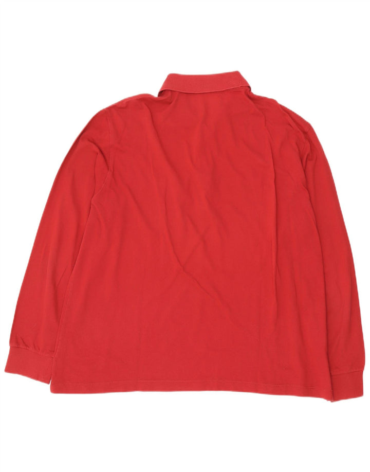 milano Mens Long Sleeve Polo Shirt Large Red