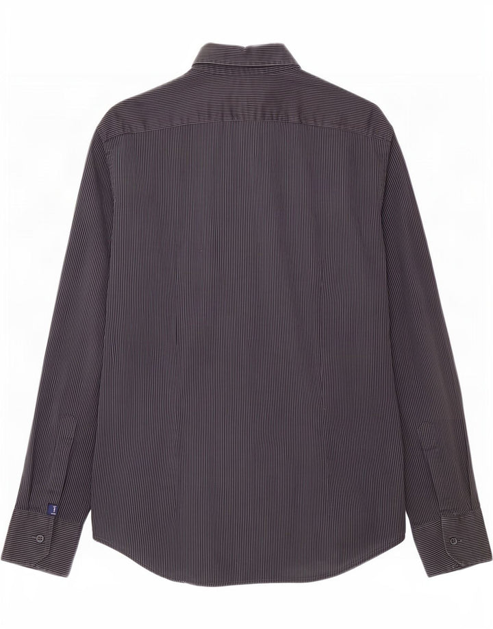 Trussardi Jeans Mens Shirt Medium Grey Pinstripe Cotton