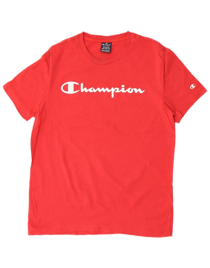 Champion Mens Graphic T-Shirt Top Medium Red