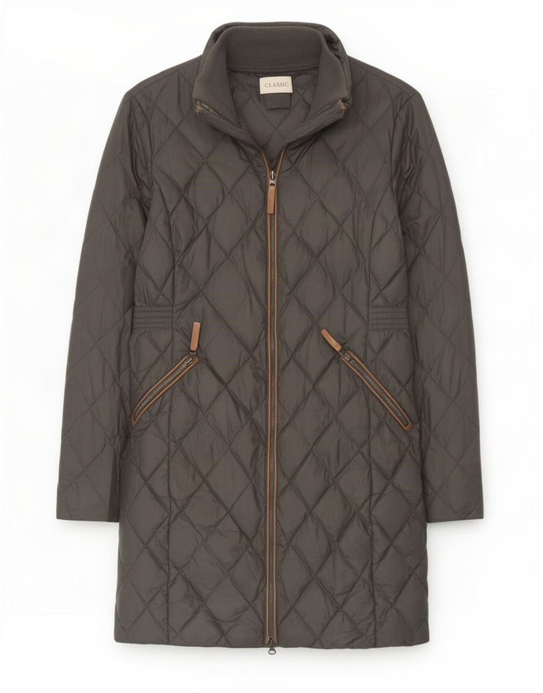 Marks & Spencer Womens Quilted Overcoat UK 12 Medium Grey Polyamide