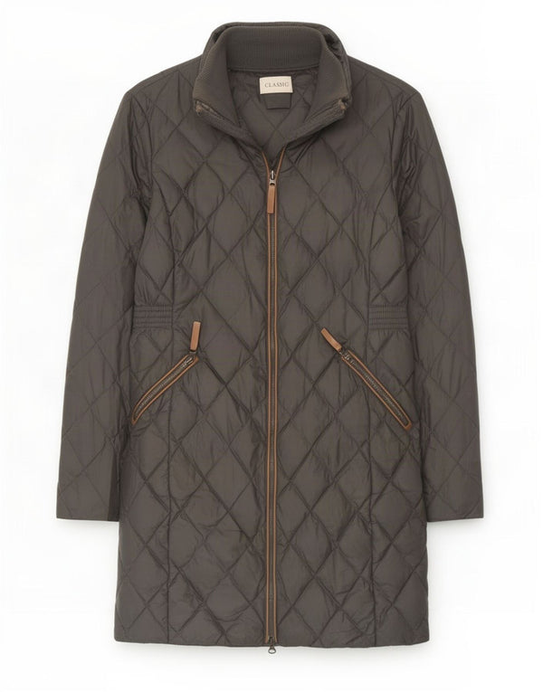 Marks & Spencer Womens Quilted Overcoat UK 12 Medium Grey Polyamide