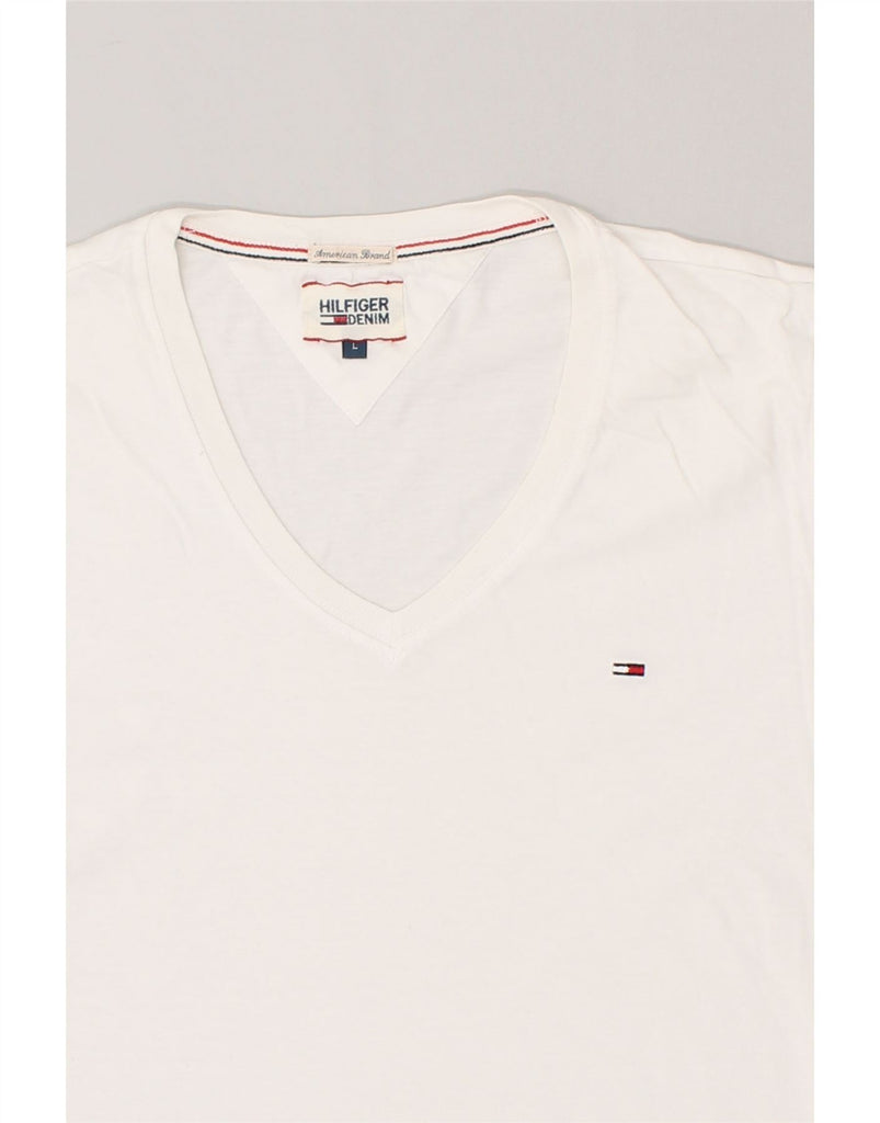 TOMMY HILFIGER Mens T-Shirt Top Large White Cotton | Vintage Tommy Hilfiger | Thrift | Second-Hand Tommy Hilfiger | Used Clothing | Messina Hembry 