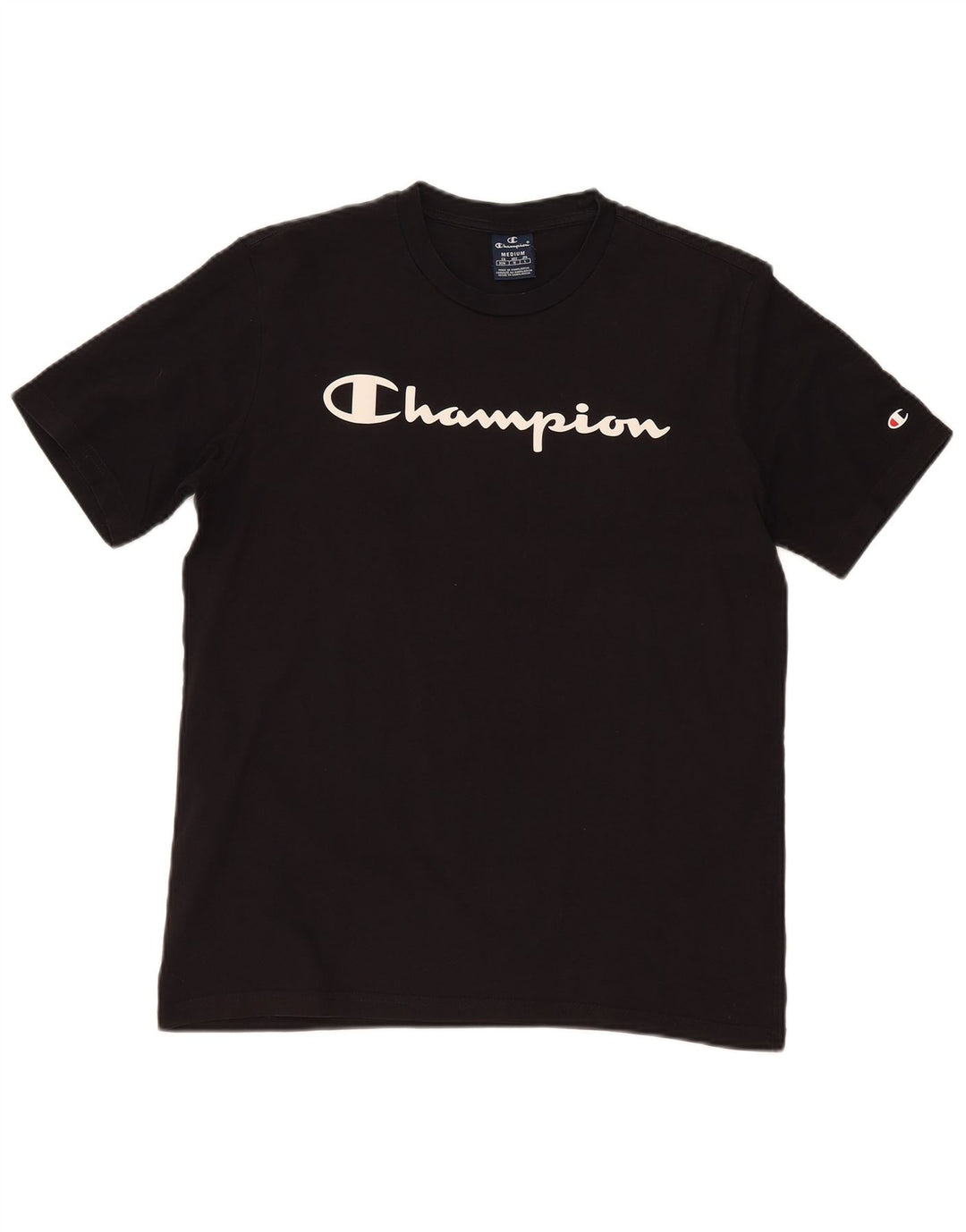 Champion Mens Graphic T-Shirt Top Medium Black