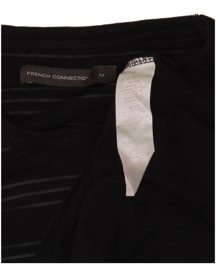 French Connection Mens T-Shirt Top Medium Navy Blue Striped Cotton