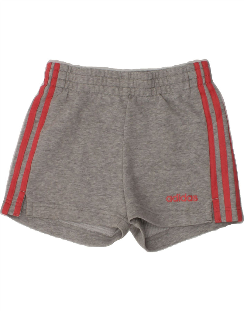 ADIDAS Girls Graphic Sport Shorts 9-10 Years Grey Cotton | Vintage Adidas | Thrift | Second-Hand Adidas | Used Clothing | Messina Hembry 