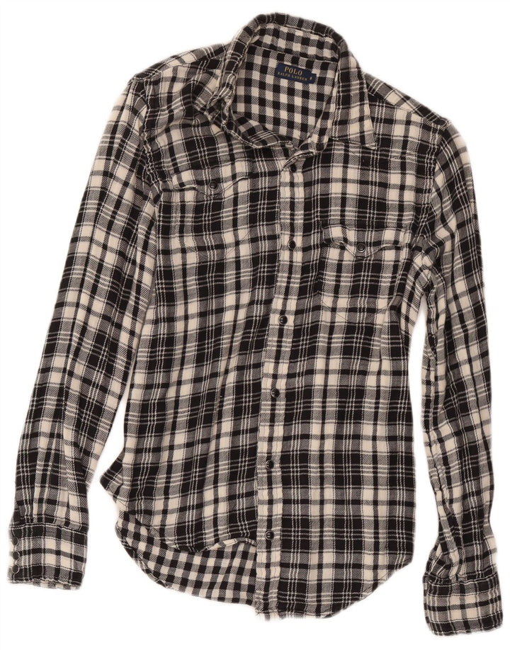 Polo Ralph Lauren Womens Shirt US 8 Medium Black Check Cotton