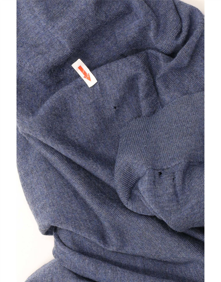 Tommy Hilfiger Mens V-Neck Jumper Sweater Medium Blue Merino Wool