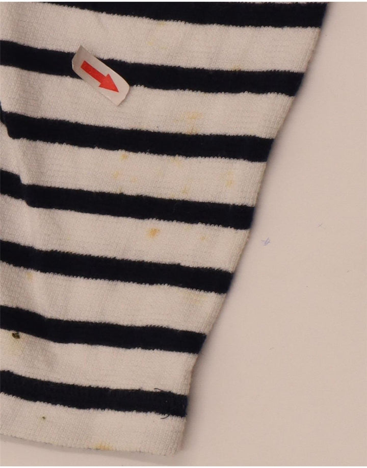 Marks & Spencer Womens Crew Neck Jumper Sweater UK 14 Large White Striped
