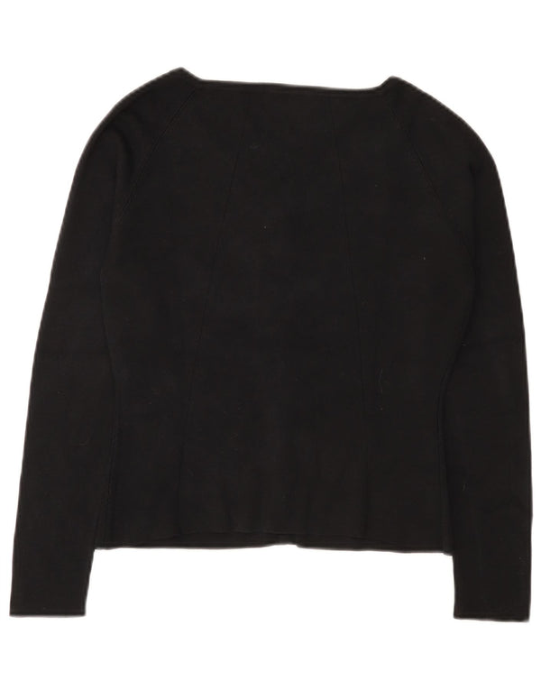 Seventy Womens Crop Cardigan Sweater IT 42 Medium Black Silk