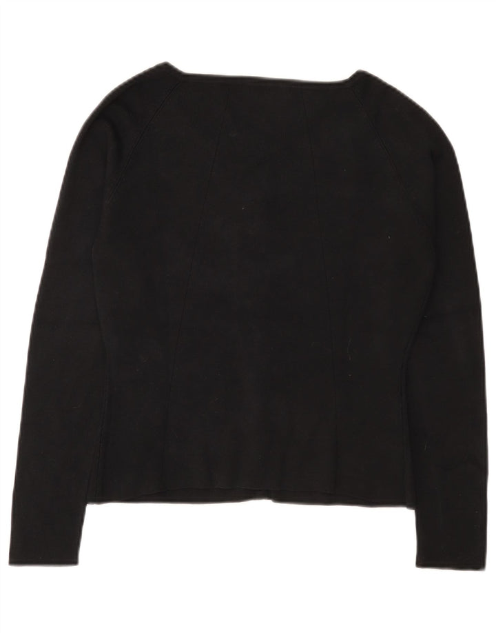 Seventy Womens Crop Cardigan Sweater IT 42 Medium Black Silk