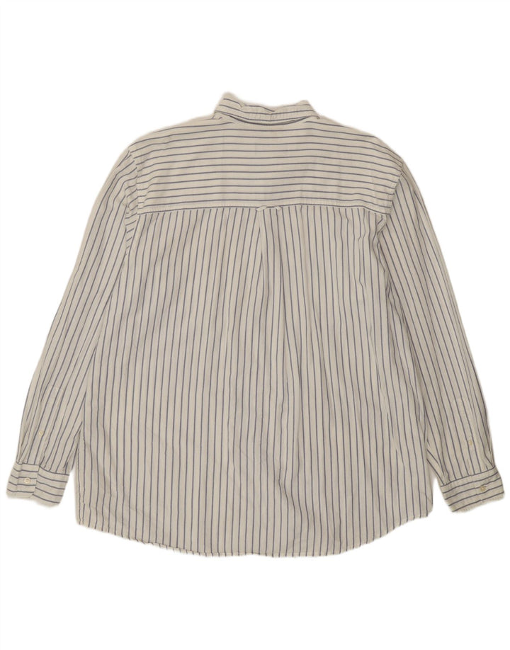 Chaps Mens Shirt 2XL White Pinstripe Cotton