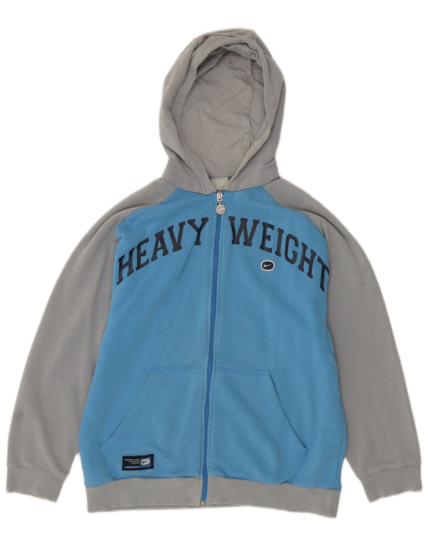 Nike Girls Graphic Zip Hoodie Sweater 14-15 Years Large Blue Colourblock