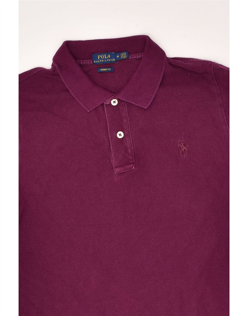 POLO RALPH LAUREN Mens Skinny Polo Shirt Medium Burgundy Cotton | Vintage Polo Ralph Lauren | Thrift | Second-Hand Polo Ralph Lauren | Used Clothing | Messina Hembry 