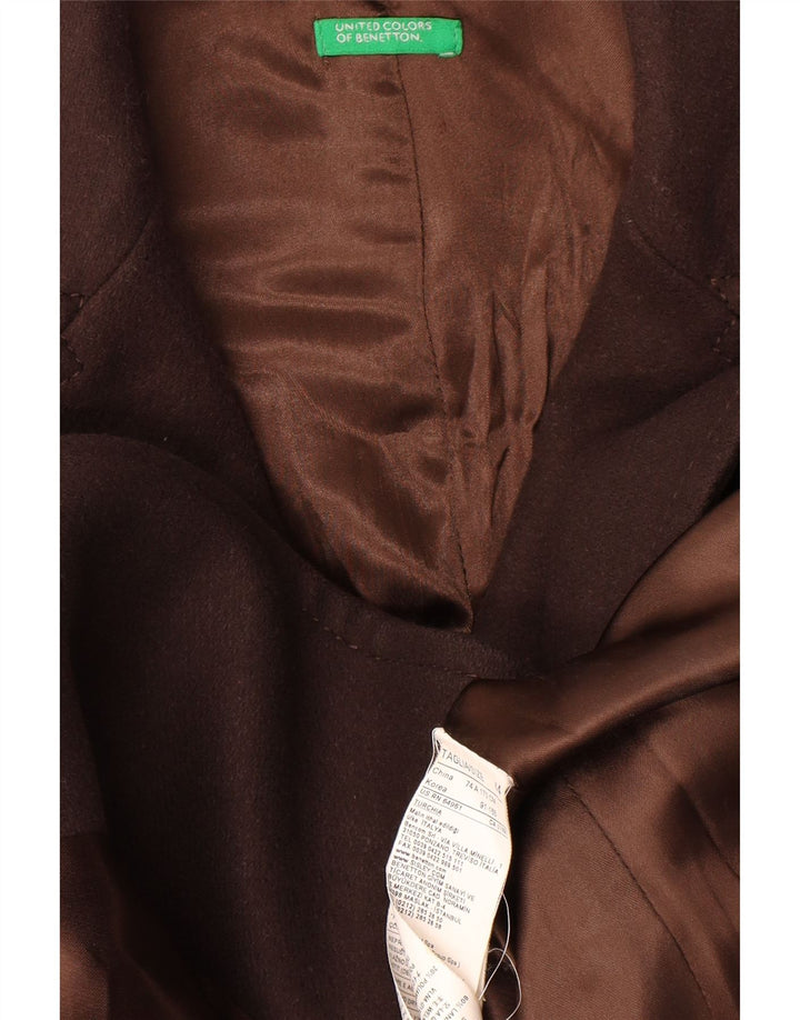 Benetton Womens Overcoat IT 44 Medium Brown Wool