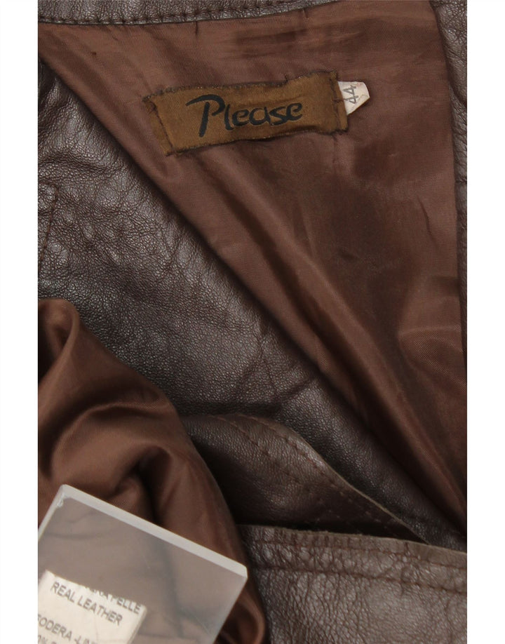 Vintage Womens Leather Jacket IT 44 Medium Brown Leather