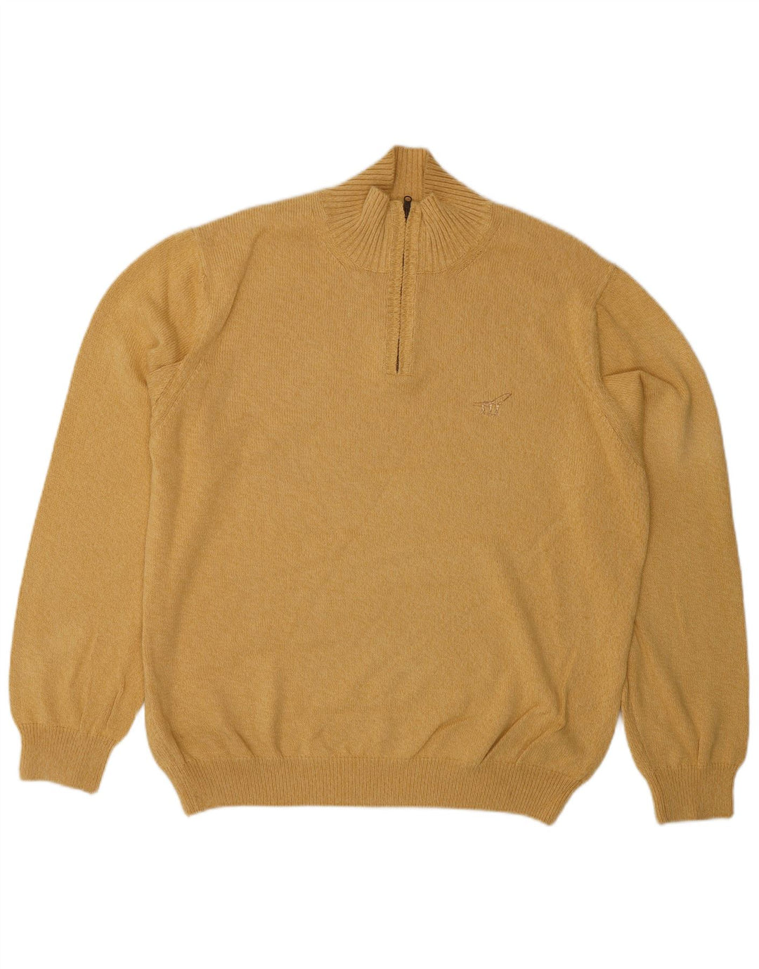 Henry Cottons Mens Zip Neck Jumper Sweater Large Yellow Cotton