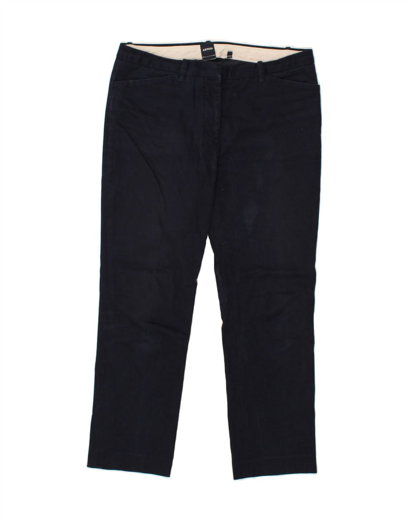 ASPESI Womens Straight Casual Trousers EU 42 Large W32 L26 Navy Blue | Vintage Aspesi | Thrift | Second-Hand Aspesi | Used Clothing | Messina Hembry 