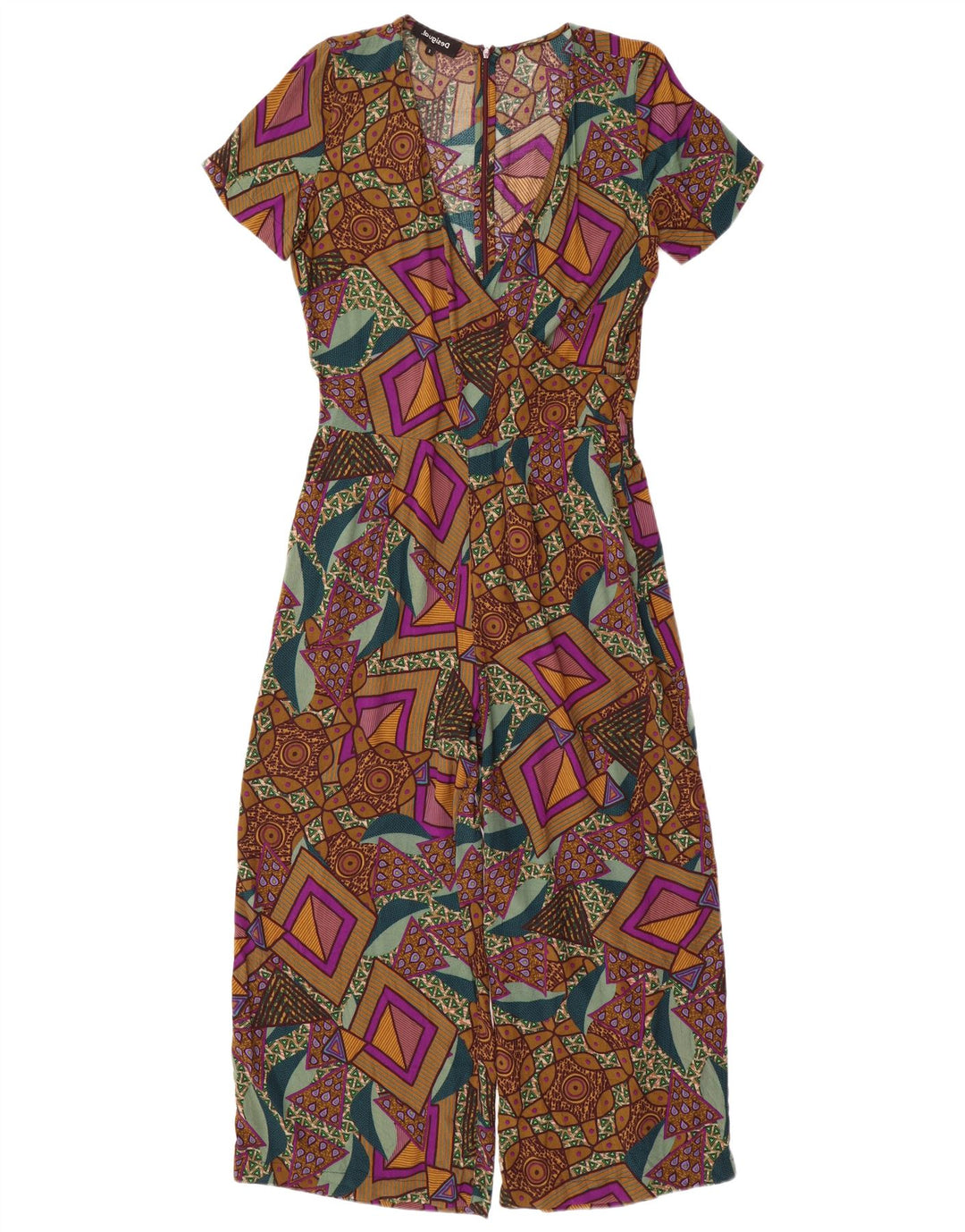 DESIGUAL Womens Jumpsuit UK 10 Small  Multicoloured Geometric Viscose