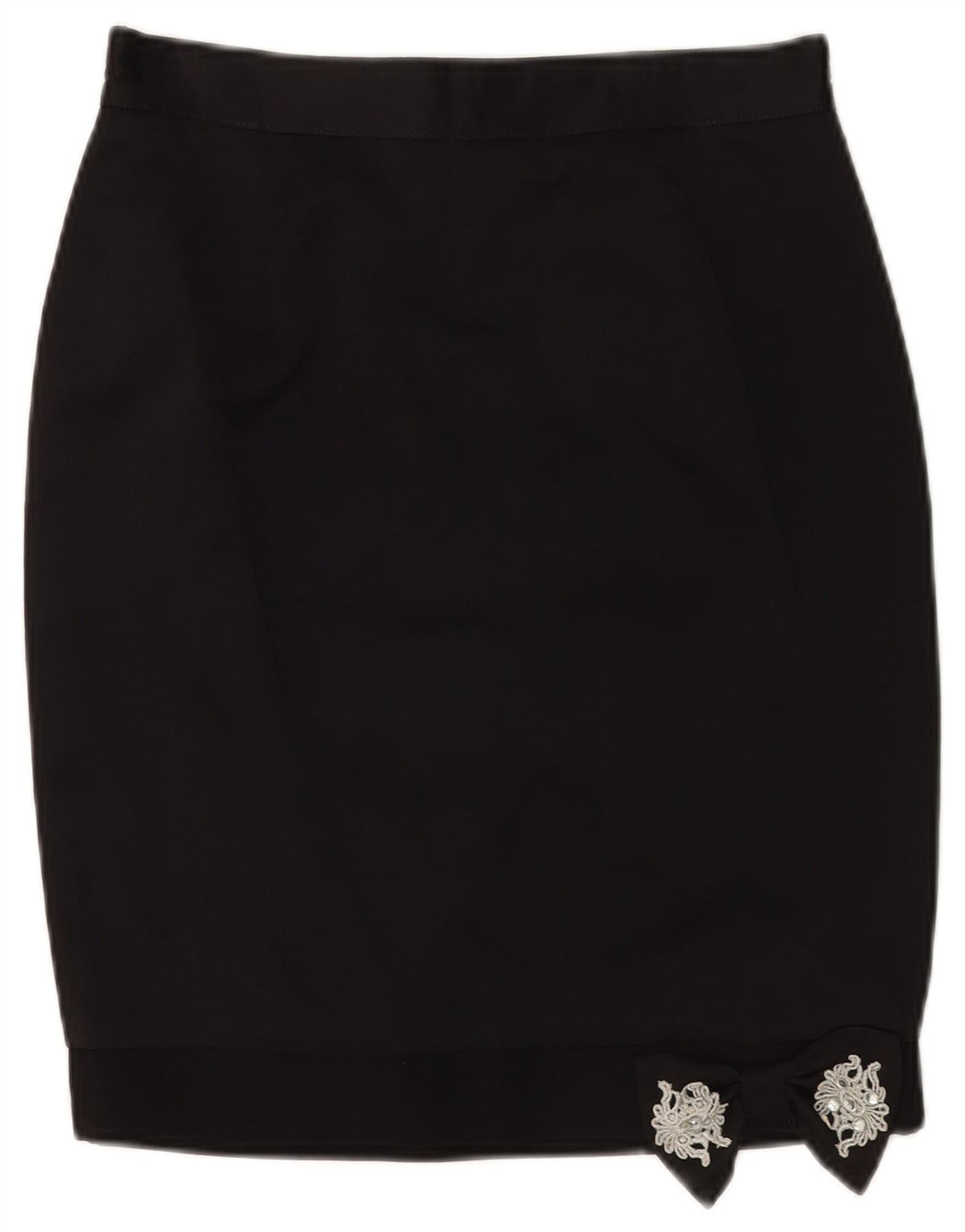 Vintage Womens Pencil Skirt UK 12 Medium W28 Black Acetate