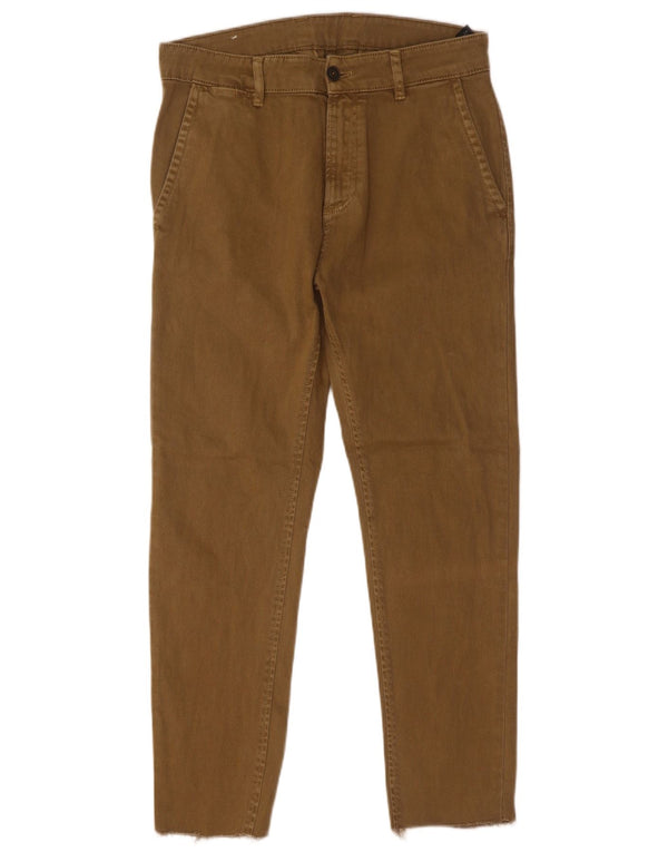 Zara Mens Slim Chino Trousers EU 38 Small W30 L26 Khaki Cotton