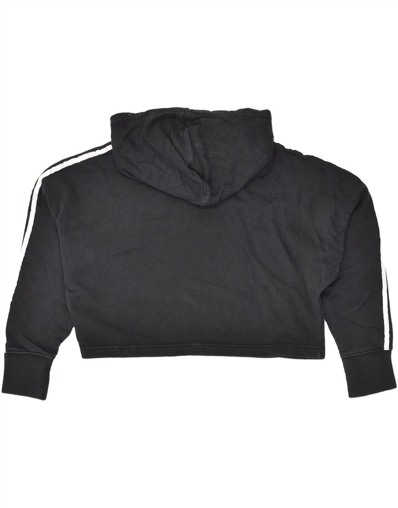 ADIDAS Womens Crop Hooded Hoodie Jumper UK 4 XS Black Cotton | Vintage Adidas | Thrift | Second-Hand Adidas | Used Clothing | Messina Hembry 