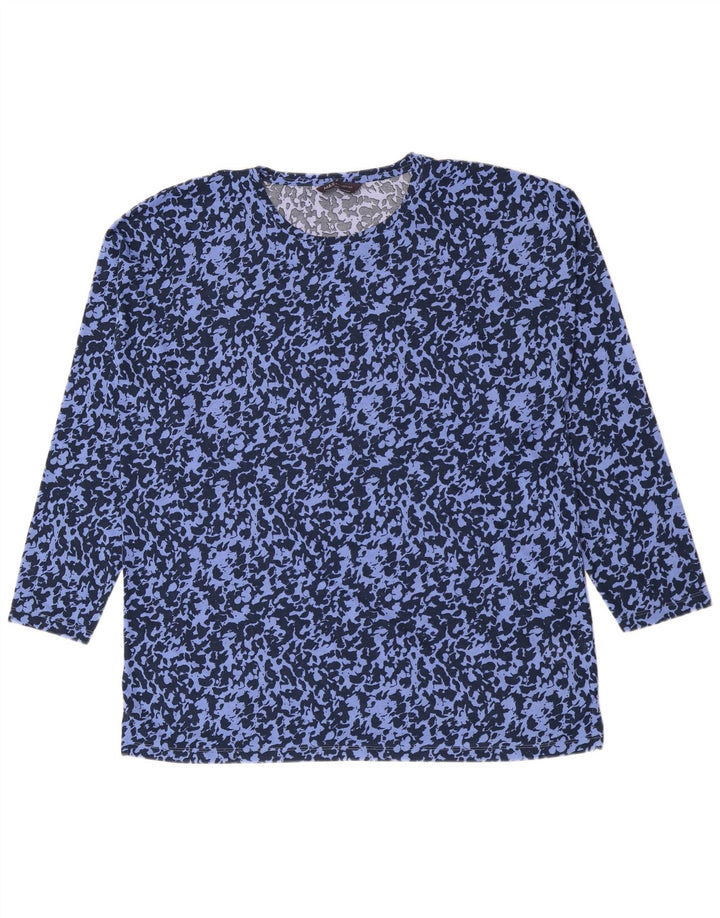 Marks & Spencer Womens Top Long Sleeve UK 16 Large Blue Animal Print