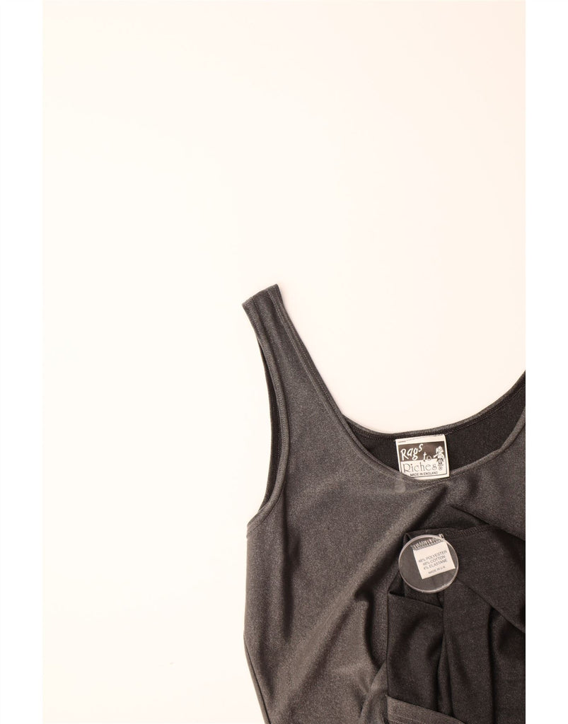 VINTAGE Womens Sleeveless Sheath Dress UK 12 Medium Grey Polyester Vintage Vintage and Second-Hand Vintage from Messina Hembry 