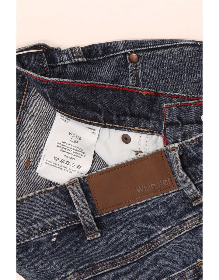 Wrangler Mens Slim Jeans W30 L30 Blue Cotton