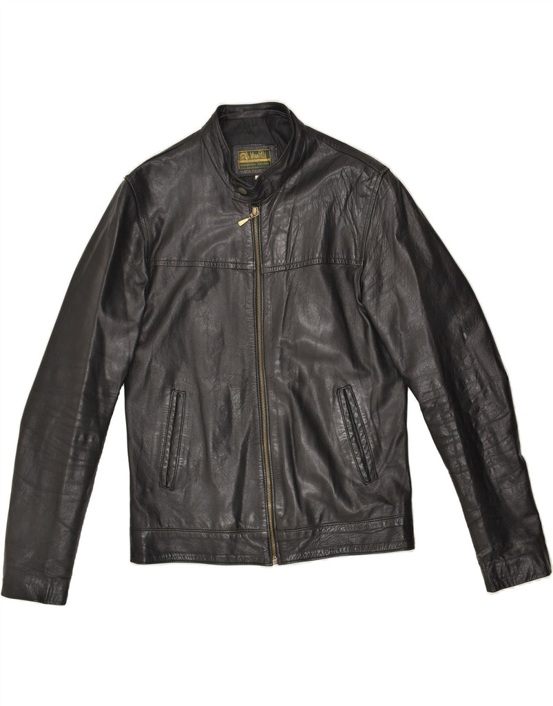 VINTAGE Mens Leather Jacket IT 44 XS Black Leather | Vintage Vintage | Thrift | Second-Hand Vintage | Used Clothing | Messina Hembry 
