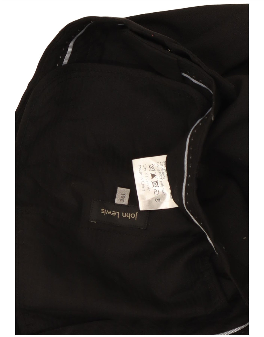 JOHN LEWIS Mens Straight Suit Trousers W36 L33 Black Polyester