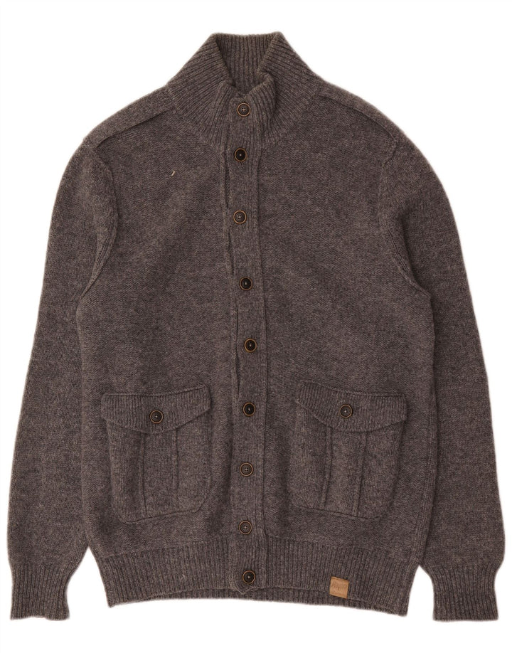Playlife Mens Cardigan Sweater XL Grey Wool