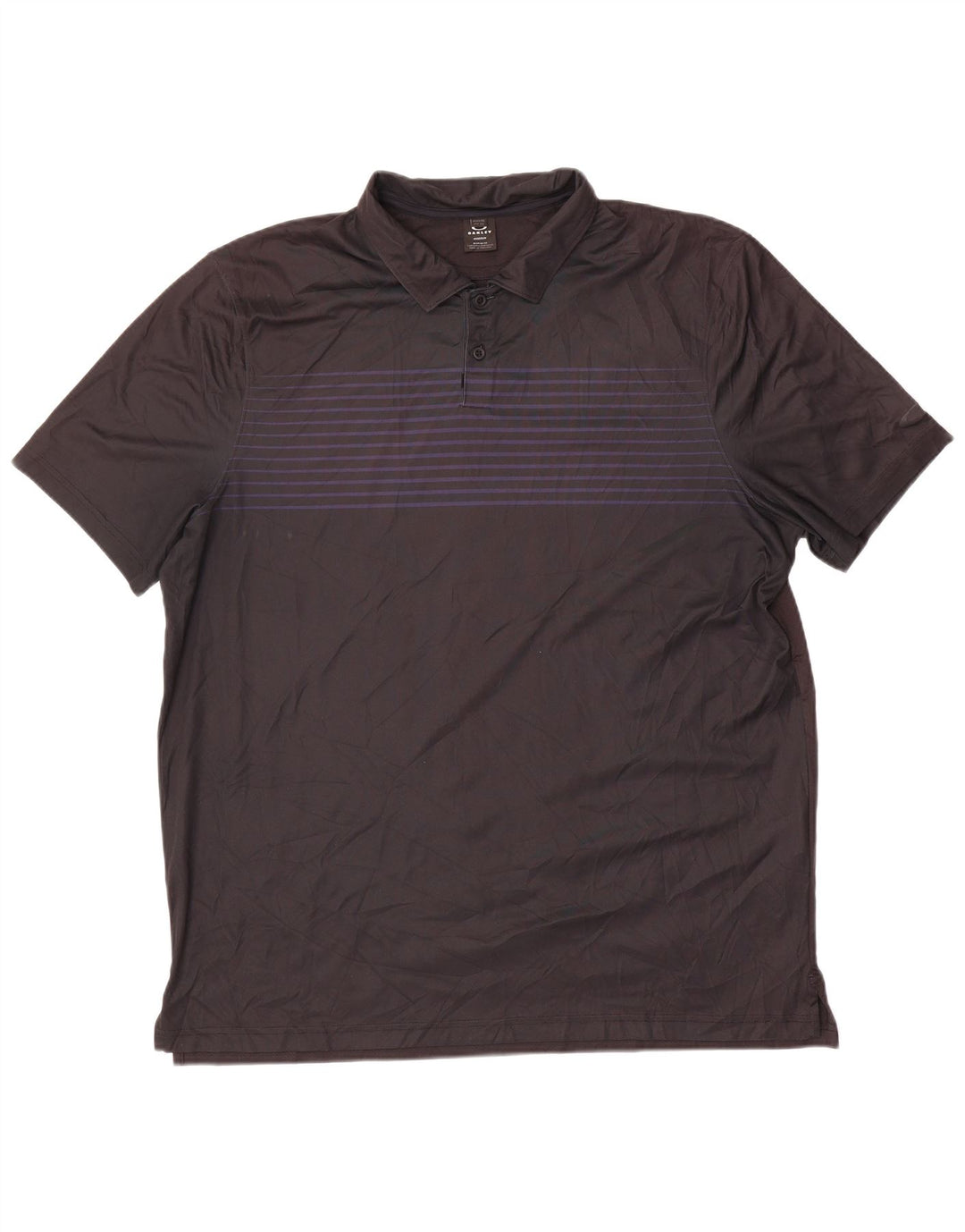Oakley Mens Polo Shirt 2XL Black Striped Polyester