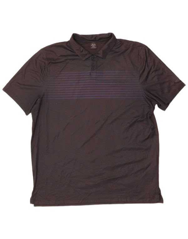 Oakley Mens Polo Shirt 2XL Black Striped Polyester